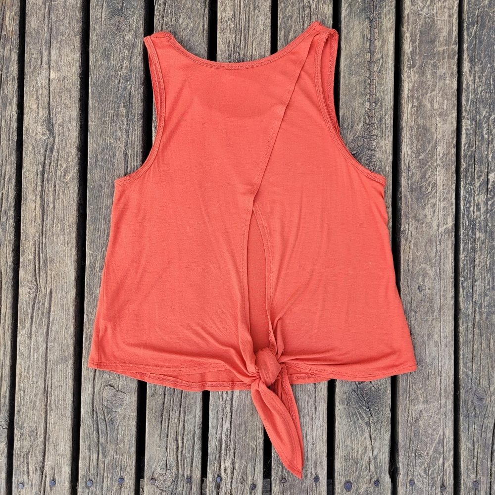 june & hudson orange tie-back tank top